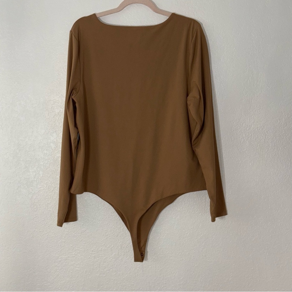 Nuuds Tan Long Sleeve Square-neck Bodysuit Size XXXL - Picture 8 of 10